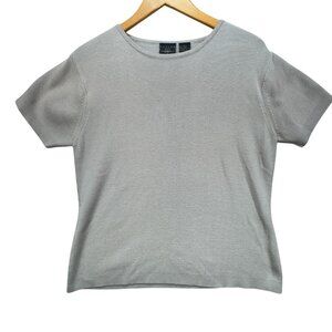 Vintage Tailor B. Moss Womens Knit Short Sleeve T-Shirt Sze L Gray Casual Summer